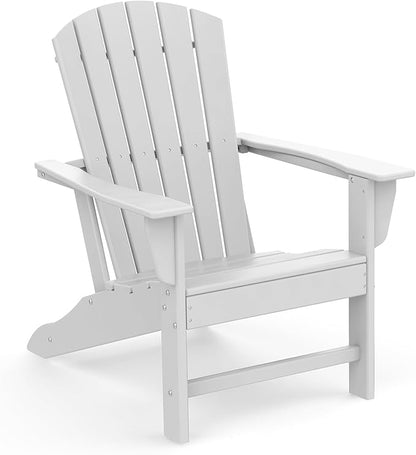 IVY&LANE Adirondack Chair | HDPE Plastic | Outdoor Fire Pit Chairs | Oversized | All-Weather | White | for Outside Deck Backyard Patio Poolside Porch Lawn