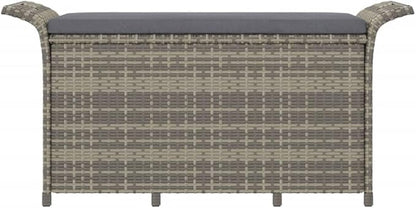 Patio Bench with Cushion Gray 45.7"x18.1"x22.4" Poly Rattan Deck Bench Outdoor Bench Garden Bench Porch Bench for patios, Gardens, Decks