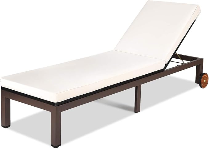HAPPYGRILL Patio Chaise Lounge Chair Outdoor Rattan Lounger Recliner Chair Adjustable Position Folding Wicker Lounge - Photo 1