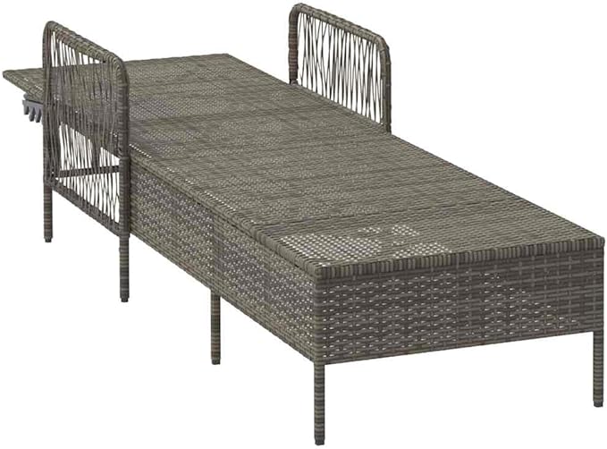 Modern Sun Lounger with Adjustable Backrest, Poly Rattan Outdoor Chaise Lounge for Patio Garden Poolside - Photo 5
