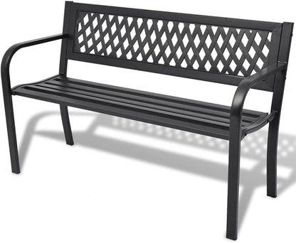 Patio Bench,Park Benches,Outdoor Bench,Porch Bench,for The Front Porch, Patio, Deck, Balcony,Backyard,Outdoor,Garden, Lawn,Yard,Park, Porch, Path, 46.5“ Steel Black