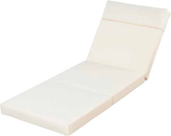 Merax, Beige Outdoor Chaise Lounge Headrest, Patio Reclining Chair Cushions with 4-Fold Design for Lawn, Pool and Beach - Photo 1