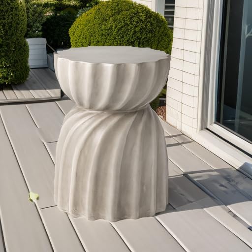 SUNBURY Outdoor Side Table, 19" H Outdoor Accent End Table, Patio Side Tables, Outdoor Coffee Tables, Garden Stool and Plant Stand for Patio, Garden, Living Room, and Backyard
