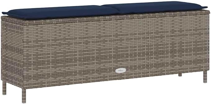 Patio Bench with Cushion Gray 43.3"x11.8"x15.9" Poly Rattan,Poly Rattan Outdoor Garden Bench with Comfortable Cushion Durable Weatherproof Sofa for Yard or Patio Patio Furniture