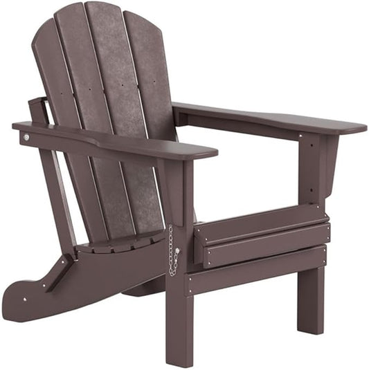 Costaelm Outdoor Folding Chair, Outdoor Seating Folding Firepit Chairs, All Weather Poly Adirondack Chair for Deck Backyard Garden Lawn Pool Patio, Dark Brown