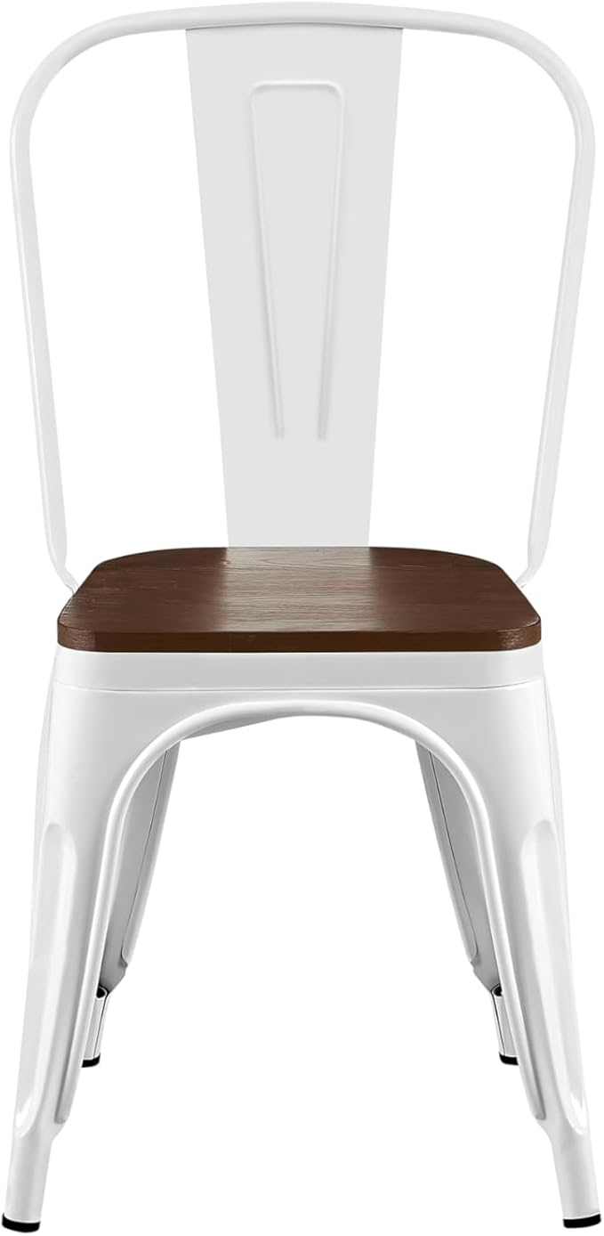 AC Pacific Stackable Metal Dining Chairs Set of 2 for Indoor and Outdoor Use, Durable Stacking Seat, Farmhouse Kitchen - Photo 4