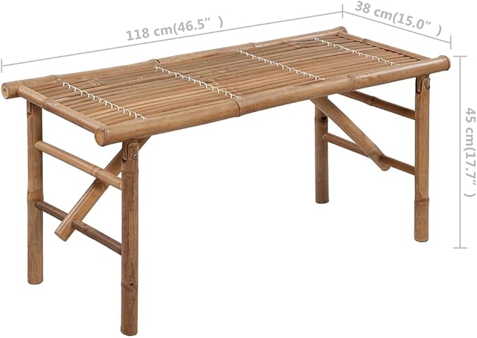 Natural Bamboo Foldable Garden Bench with Cushion, Medium Size Outdoor Patio Seating for Relaxation, Durable Weatherproof Bohemian Style Foldable Furniture
