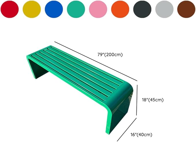 LITFAD Outdoor Indoor Bench Art Deco Alloy Picnic Bench Modern Multicolor Park Bench Waterproof Metal Garden Bench for Patio, Lawn, Yard, Porch, Orange, 79" L x 16" W x 18" H