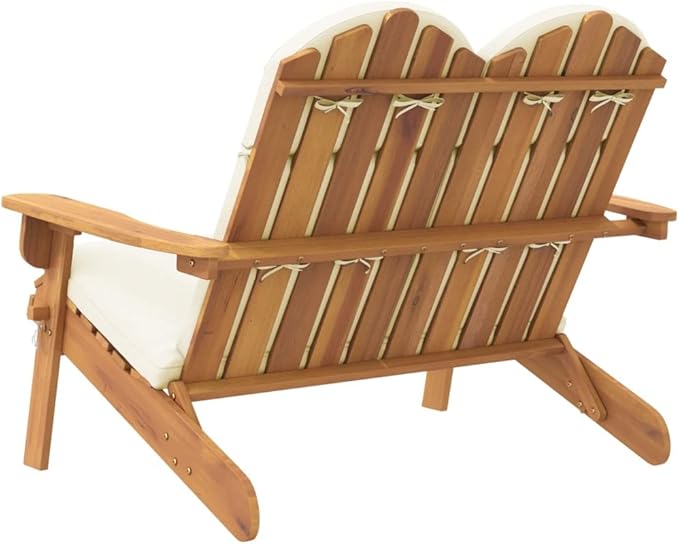 Garden Bench Deck Bench Adirondack Patio Bench with Cushions 49.6" Solid Wood Acacia - Photo 6