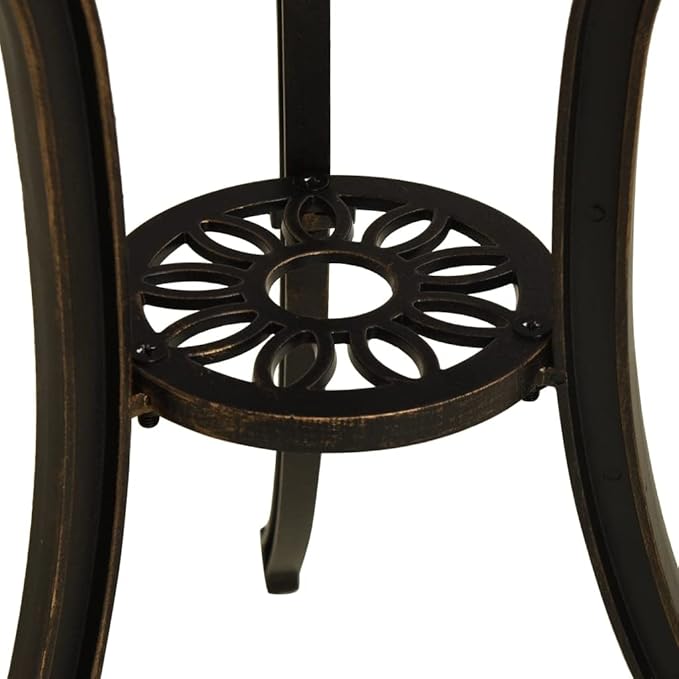 Garden Table Bronze Cast Aluminum, Medium Round Patio Dining Furniture - Photo 6