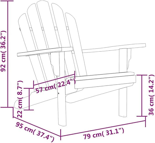 Solid Teak Wood Adirondack Chair for Outdoor Relaxation, Durable Garden Patio Furniture with Wide Arms and Slanted Back, Traditional Style Seating for Balcony