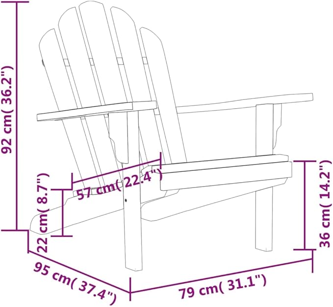 Solid Teak Wood Adirondack Chair for Outdoor Relaxation, Durable Garden Patio Furniture with Wide Arms and Slanted Back - Photo 2