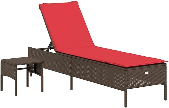 Adjustable Patio Sun Lounger Chair with Thick Cushion, Brown PE Rattan Outdoor Furniture for Poolside, Garden, Backyard - Photo 2