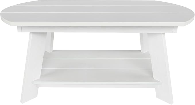 WestinTrends Tuscany Outdoor Coffee Table, All Weather HIPS 2 Tier Patio Adirondack Coffee Table, White - Photo 6