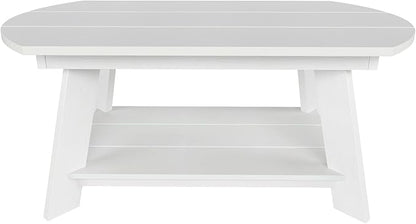 WestinTrends Tuscany Outdoor Coffee Table, All Weather HIPS 2 Tier Patio Adirondack Coffee Table, White