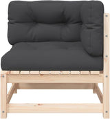 Solid Pine Wood Patio Sectional Sofa with Cushions & Footstool - Photo 7