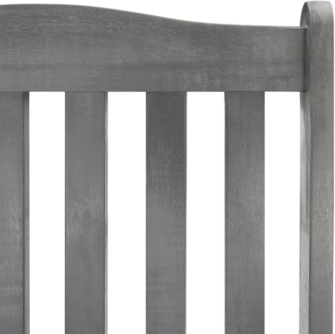 Outdoor Rocking Chair, Solid Acacia Wood Porch Rocker with Comfortable Cushions, Grey Wash Finish, Vintage Style Patio Furniture for Garden, Backyard, and Living Room