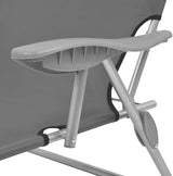 Outdoor Sun Lounger with Adjustable Canopy, Folding Steel Grey Chaise for Patio, Poolside & Balcony - Photo 5