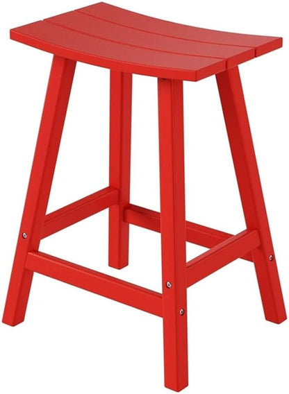 Costaelm 24" Height Outdoor Bar Stools, All-Weather Bar Stools, Adirondack Poly Patio Bar Stool for Patio, Deck, Kitchen Counter and Garden, Red
