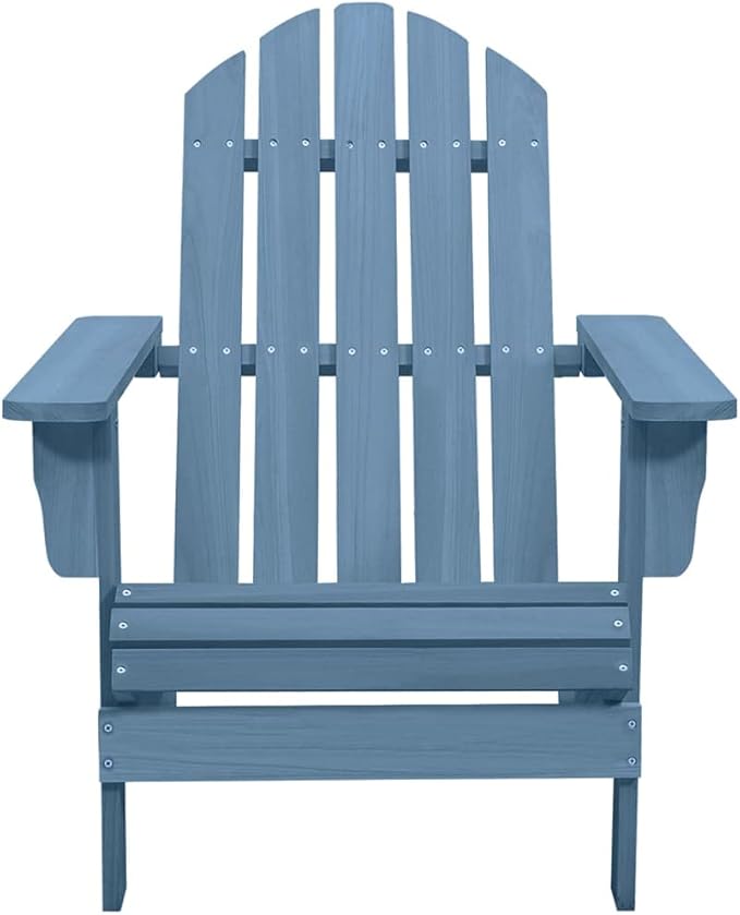 Solid Fir Wood Adirondack Chair Blue Patio Furniture Outdoor Relaxing Lounge Chair for Garden Backyard Poolside - Photo 3