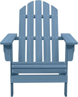 Solid Fir Wood Adirondack Chair Blue Patio Furniture Outdoor Relaxing Lounge Chair for Garden Backyard Poolside - Photo 3