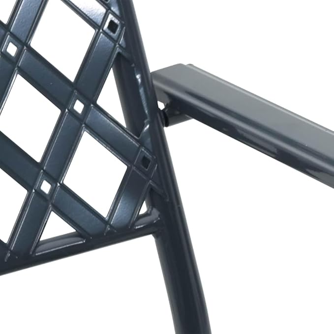 Stackable Garden Chairs 2 Pack, Steel Outdoor Patio with Armrests, Anthracite Modern Dining Chairs for Terrace, Balcony, Backyard, Heavy Duty 242 lb Capacity, Easy Assembly & Space Saving