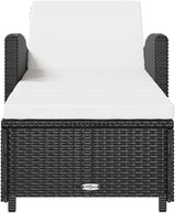 79" Outdoor Chaise Lounge, Black Rattan w/Cream Cushion, Adjustable Backrest, 26.4x79.1x26.4 - Photo 4