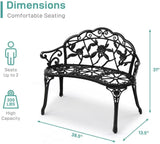 NOLLAM Outdoor Bench 38.5 inch Patio Outdoor Garden Bench Cast Aluminum Metal Loveseat Chairs Antique Finish Park Chair - Photo 2