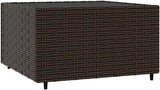 Square Garden Coffee Table, Small Outdoor Patio Side Table with Tempered Glass Top and Weather-Resistant Poly Rattan - Photo 2