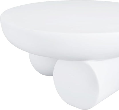 Christopher Knight Home Rico 27.5" Outdoor Coffee Table with Spherical and Cylinder Leg, MGO Round End Table with Ball Legs, No Assembly Patio Table for Poolside/Balcony/Backyard, White