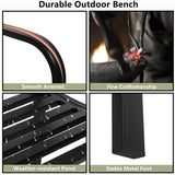 Patio Outdoor Park Loveseat Bench for Garden Porch Deck Made Cast Iron Anti-Rust Aluminum Metal - Photo 4