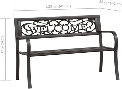 Patio Bench Garden Bench Outdoor Bench for Outdoors Porch Entryway Furniture for Yard 49.2" Steel Black