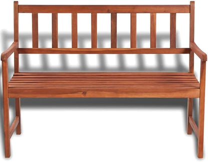 Acacia Wood Garden Bench Light Brown Outdoor Furniture for Patio, Backyard Seats 2 with Rustic Charm and Sturdy Construction