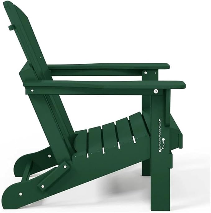 Costaelm Outdoor Folding Chair, Outdoor Seating Folding Firepit Chairs, All Weather Poly Adirondack Chair for Deck Backyard Garden Lawn Pool Patio, Dark Green