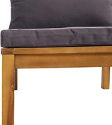 Outdoor Sectional Middle Sofa Dark Grey, 27.2x25.6x24.6in Solid Acacia Wood Frame - Photo 7