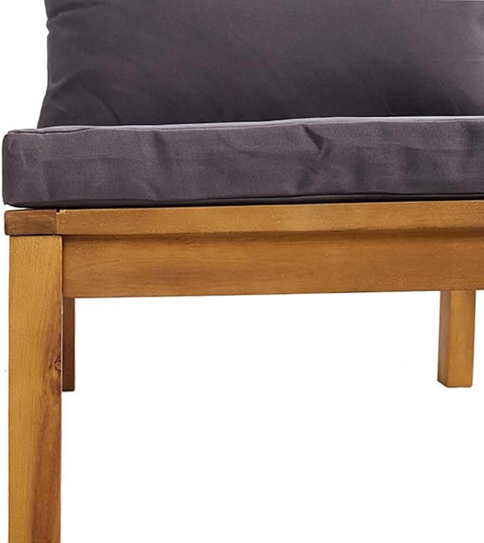 Modern Outdoor Middle Sofa Dark Grey with Solid Acacia Wood Frame and Polyester Cushions - Photo 7
