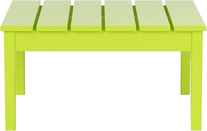 WestinTrends Ashore Outdoor Coffee Table, 32 Inch All Weather Poly Lumber Adirondack Patio Coffee Table Square Low Table, Lime