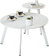 Outdoor Patio Coffee Table Set of 2, Weather Resistant End Table, Round Nesting Tables for Living Room Balcony Office - Photo 1