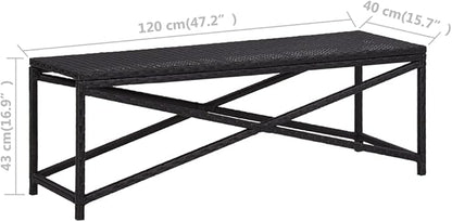 Industrial Style ,Patio Bench,Outdoor Bench,Garden Bench,Park Bench,Front Porch Chair, suitable for parks,Patio,Garden,Front Porch ,Lawn,Balcony,Backyard,Poolside,Terrace,47.2" Poly Rattan Black