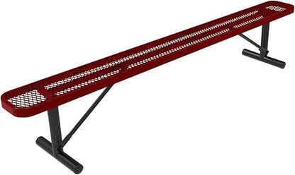 COATEDOUTDOORFURNITURE Heavy-Duty Portable Outdoor Bench Thermoplastic Coated, Expanded Metal, Commercial-Grade Seating, Made in America (Portable Without Back, 8 Ft, Textured Burgundy)