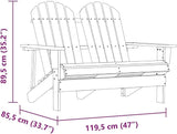 Solid Fir Wood Ergonomic Adirondack Chair 2-Seater Natural Finish Outdoor Patio Furniture Durable Weather Resistant - Photo 2