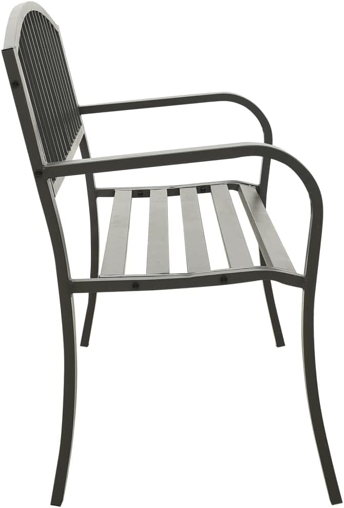 Outdoor Metal Patio Garden Bench with Backrest and Armrest, 2-Person Outdoor Yard Bench Park Bench Patio Furniture for Porch,Park,Yard, 49.2"x20.9"x32.3" Steel Gray