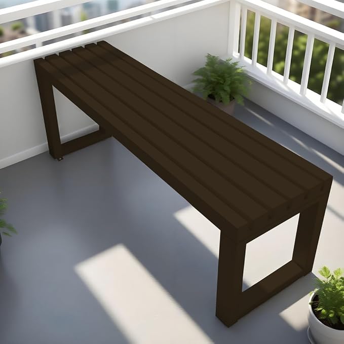 Metal Garden Bench Outdoor Seat 2-Person Patio Benches Park Bench Backless Chair Front Porch Seat 3.3ft 3.9ft 4.9ft 5.9ft Weatherproof Chair for Yard Porch Lawn(Brown,5.9ft)