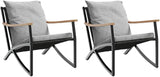 Set of 2 Outdoor Garden Chairs with Cushions, Modern Patio Furniture with Powder-Coated Steel Frame - Photo 2