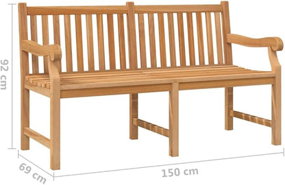 Heavy Duty Solid Teak Wood Garden Bench Light Brown Vintage Style Outdoor Seating for Patio and Garden Weather Resistant Durable Construction