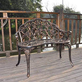 Bronze 38.5" Cast Aluminum Garden Bench, Outdoor Bench Garden Patio Porch Park Deck, Park Bench - Photo 8