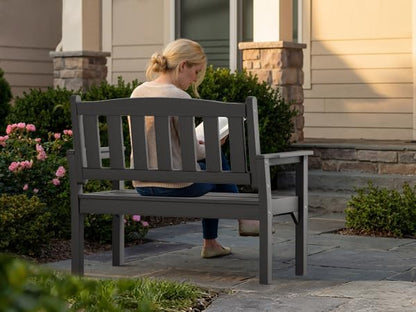 Psilvam 2-Person Outdoor Memorial Bench, All-Weather Poly Lumber Garden Bench, Rot-Resistant Outdoor Patio Bench for Park,Porch,and Church(Grey)