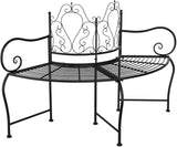 Wrap-Around Design Metal Tree Bench, Outdoor Seating for Garden/Patio/Yard, 59.1" Black Steel,-308 - Photo 2