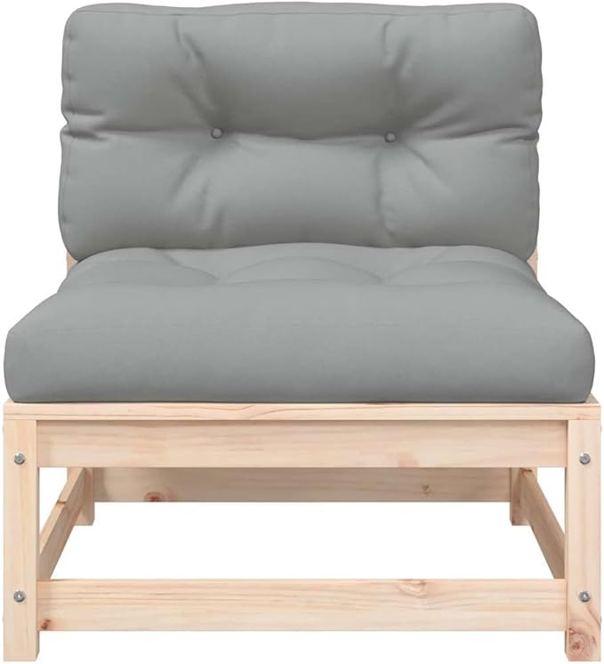 Rustic Grey Modular Garden Sofa Set Solid Pine Wood Outdoor Furniture Weather-Resistant Cushions Compact Patio Seating