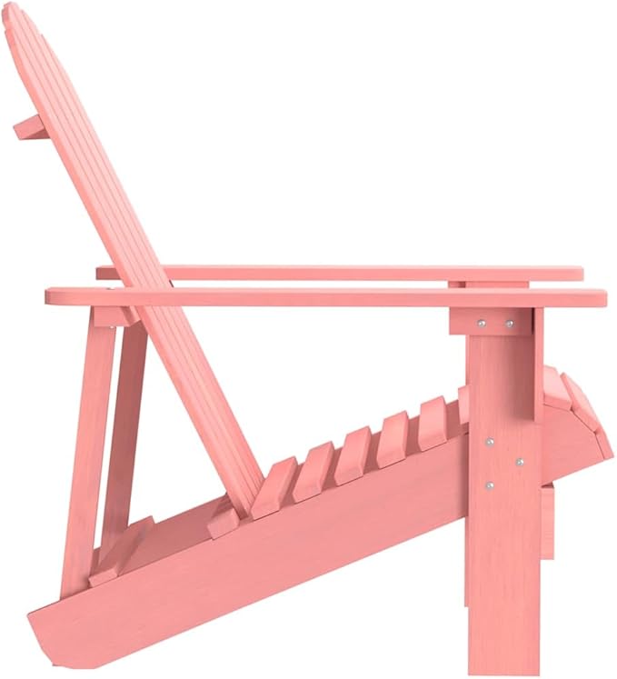 Adirondack Chair for Patio, Outdoor Garden Wood Chair, Ergonomic Pink Adirondack Seating for Backyard, Porch, Deck, Sturdy Fir Wood Construction